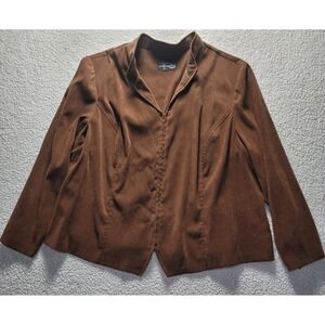 Requirements Woman Brown Zip Front Jacket Blazer Style Top Size XL